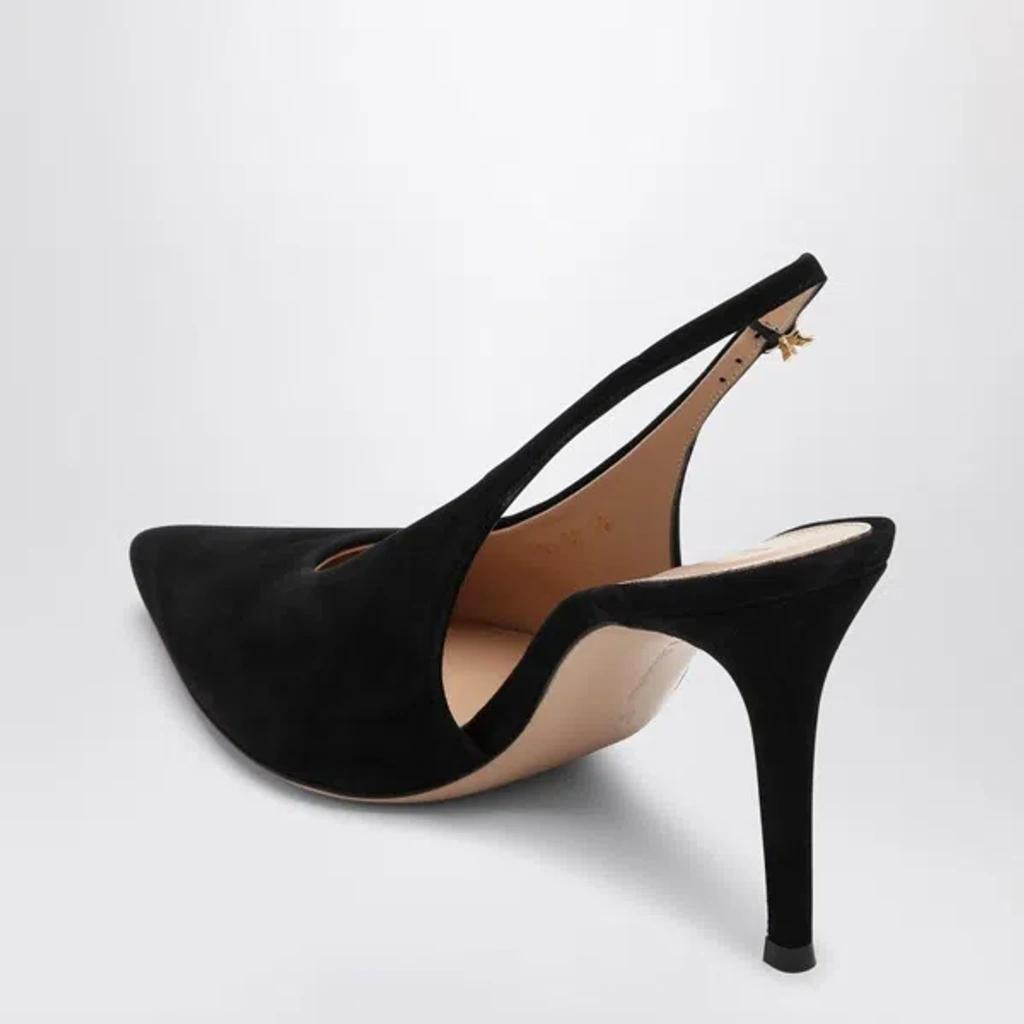 GIANVITO ROSSI Ribbon Sling 105 Suede Slingback Pump In Black Product Image