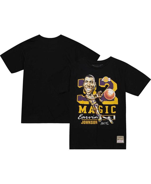 Mens Mitchell & Ness Magic Johnson Los Angeles Lakers Hardwood Classics Caricature T-Shirt Product Image