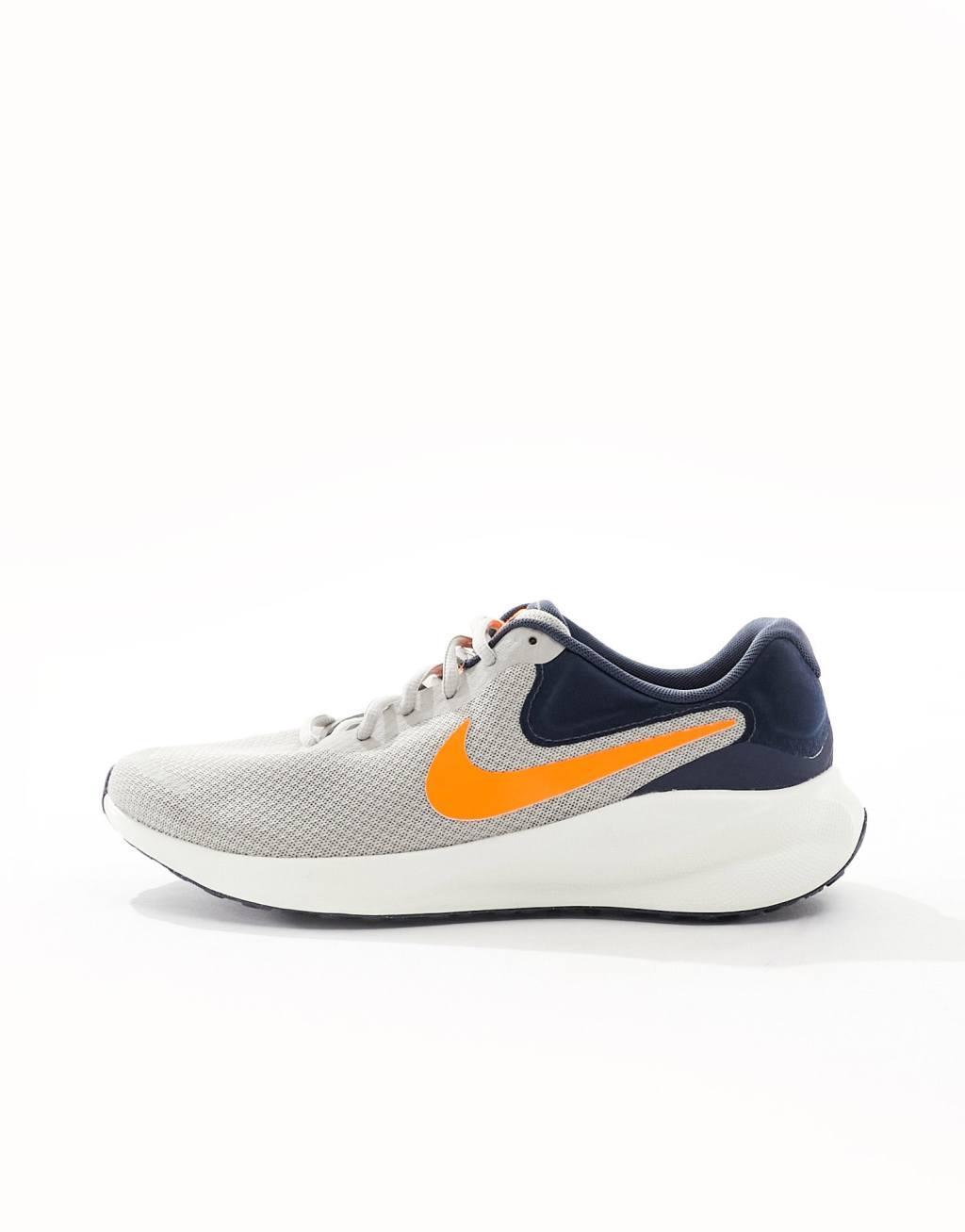 Nike Running Revolution 7 sneakers in gray and orange Product Image