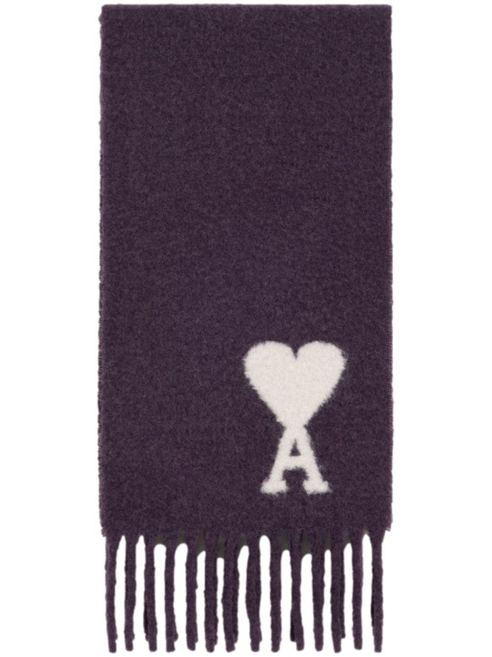 AMI ALEXANDRE MATTIUSSI Oversized Logo-embroidered Scarf In Purple Product Image