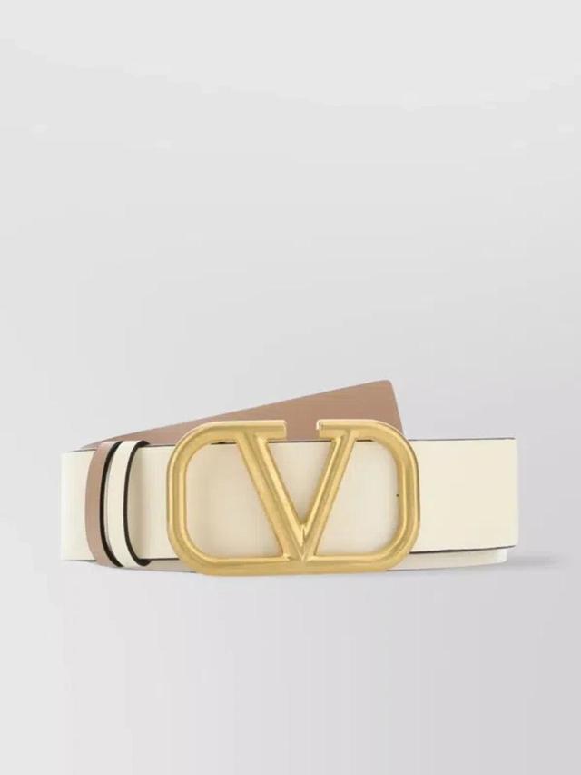 Reversible Leather Belt Vlogo Hardware In White Product Image