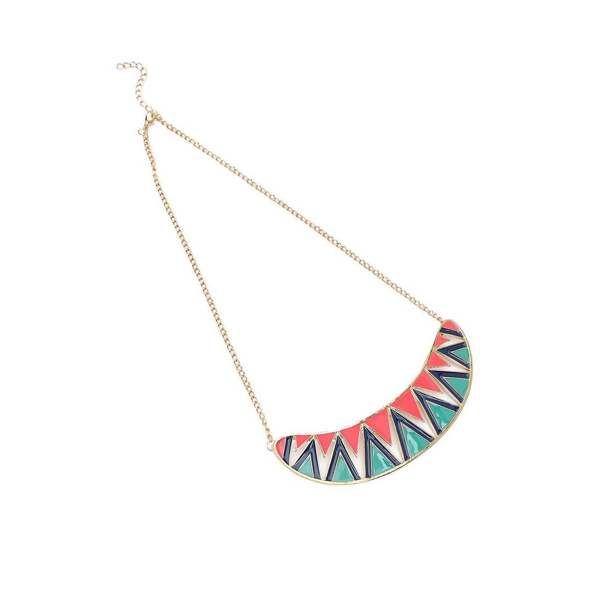 Sohi Womens White Zig-Zag Bar Necklace - Red Product Image