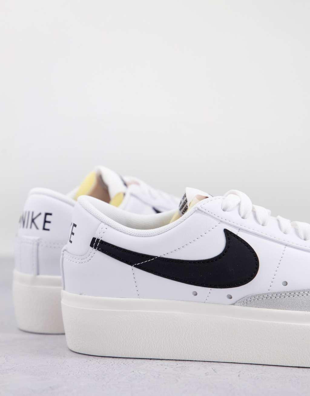 Nike Blazer Low Platform sneakers in white and black  Product Image