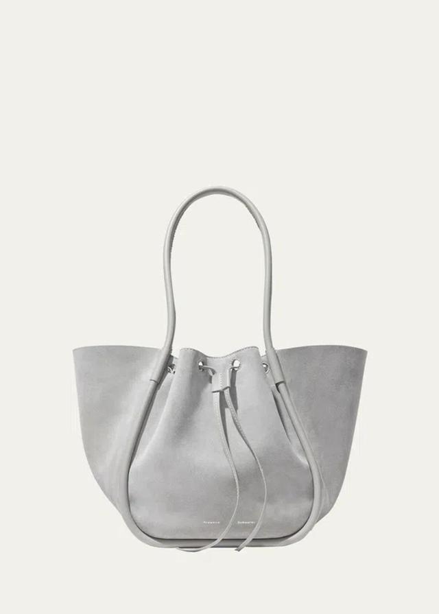 Large Ruched Tote Bag In Grey Product Image