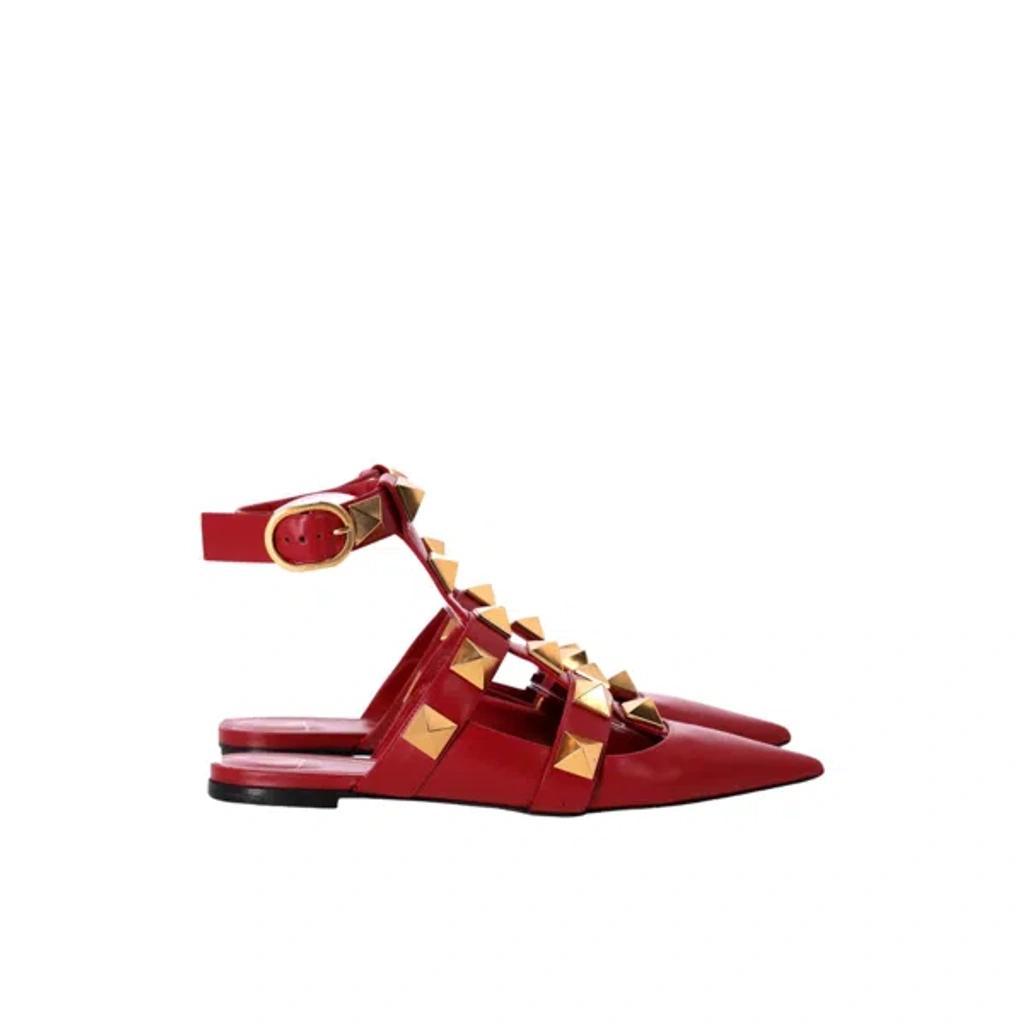 Roman Stud Ballet Flats In Red product image