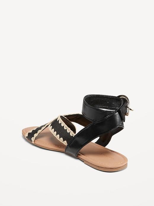 Faux-Leather Cross-Strap Buckle Sandals Product Image