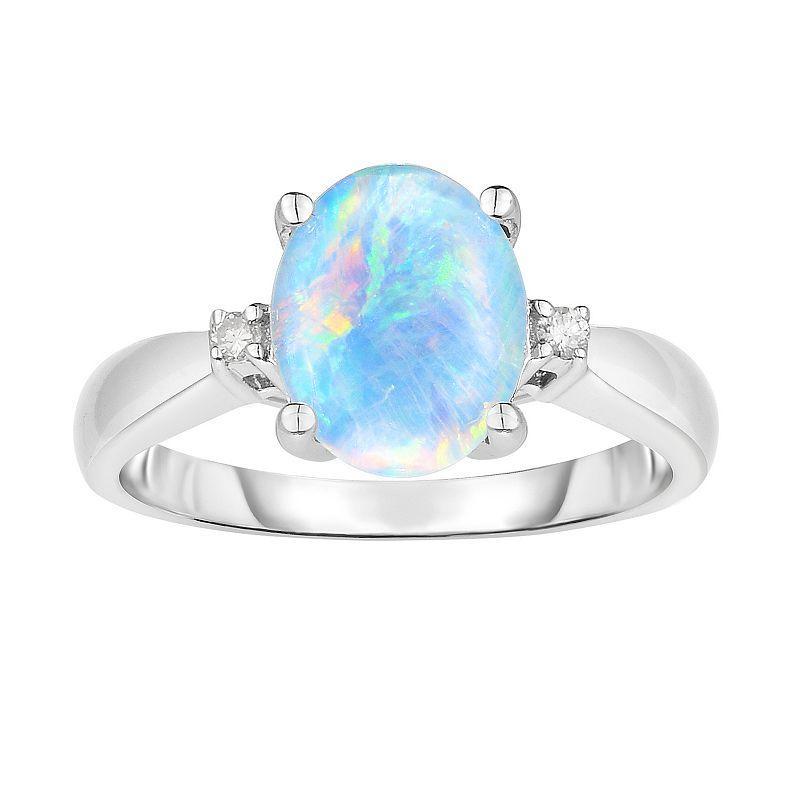 Sterling Silver Opal Triplet & Diamond Accent Ring, Womens Product Image