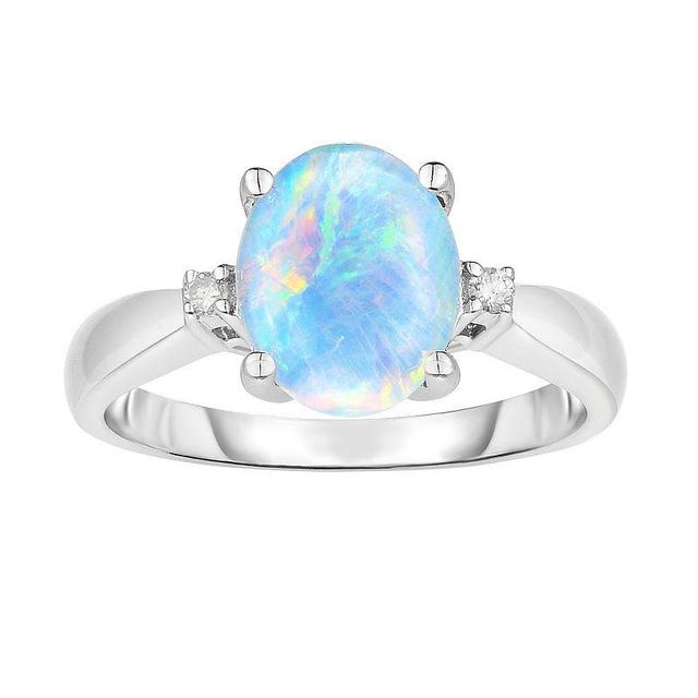 Sterling Silver Opal Triplet & Diamond Accent Ring, Womens Product Image