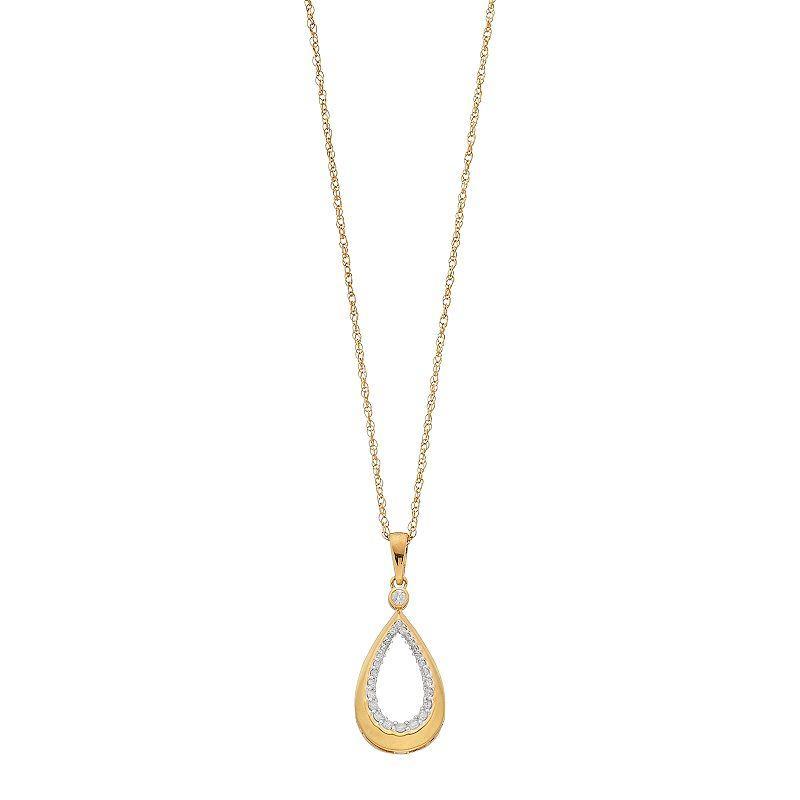 14k Gold Over Silver 1/5 Carat T.W. Diamond Teardrop Pendant, Womens Gold Tone Product Image