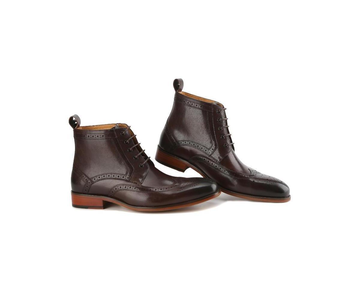 Gino Vitale Mens Handcrafted Genuine Leather Lace-Up Brogue Dress Boot Product Image