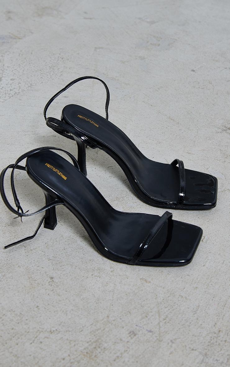 Black PU Square Toe Barely There Mid Heeled Sandals Product Image