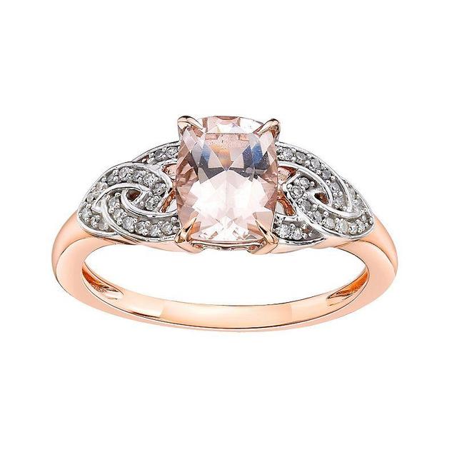 Gemminded 10k Rose Gold 1/10 Carat T.W. Diamond & Morganite Ring, Womens Pink Product Image