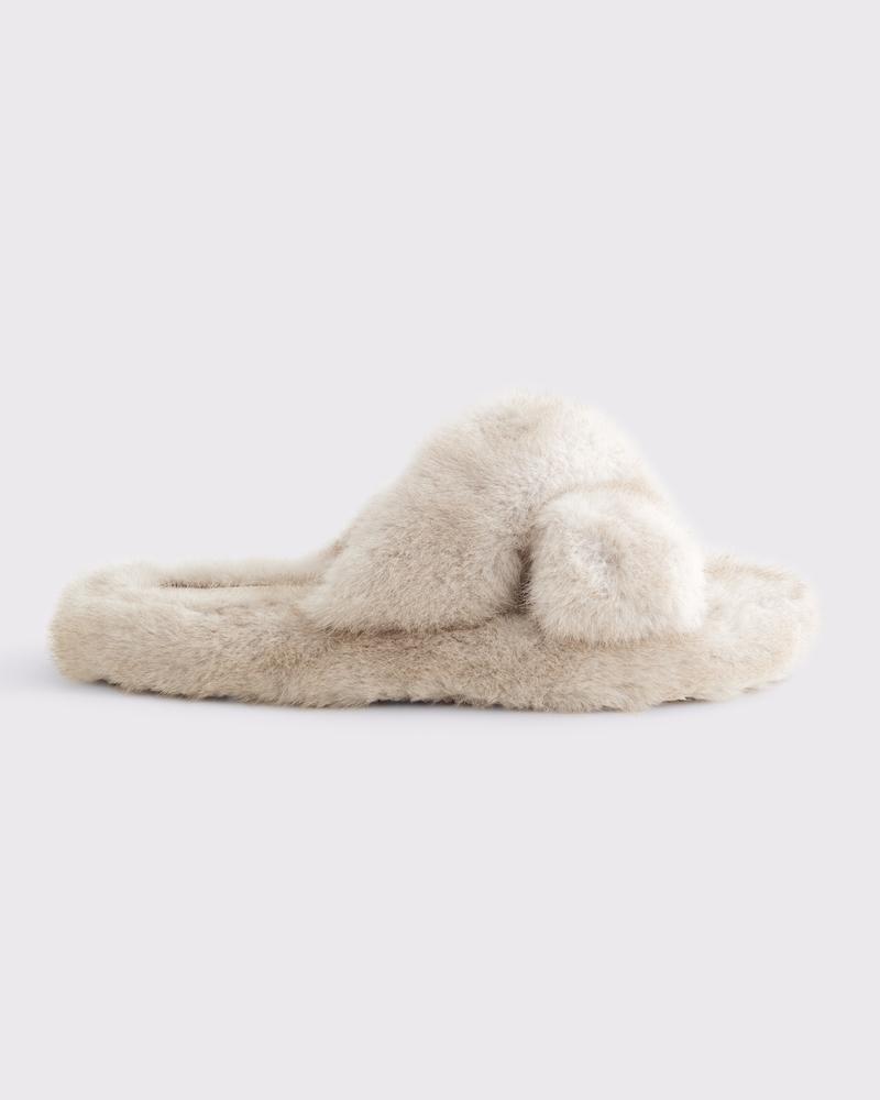 Faux Fur Criss-Cross Slippers Product Image