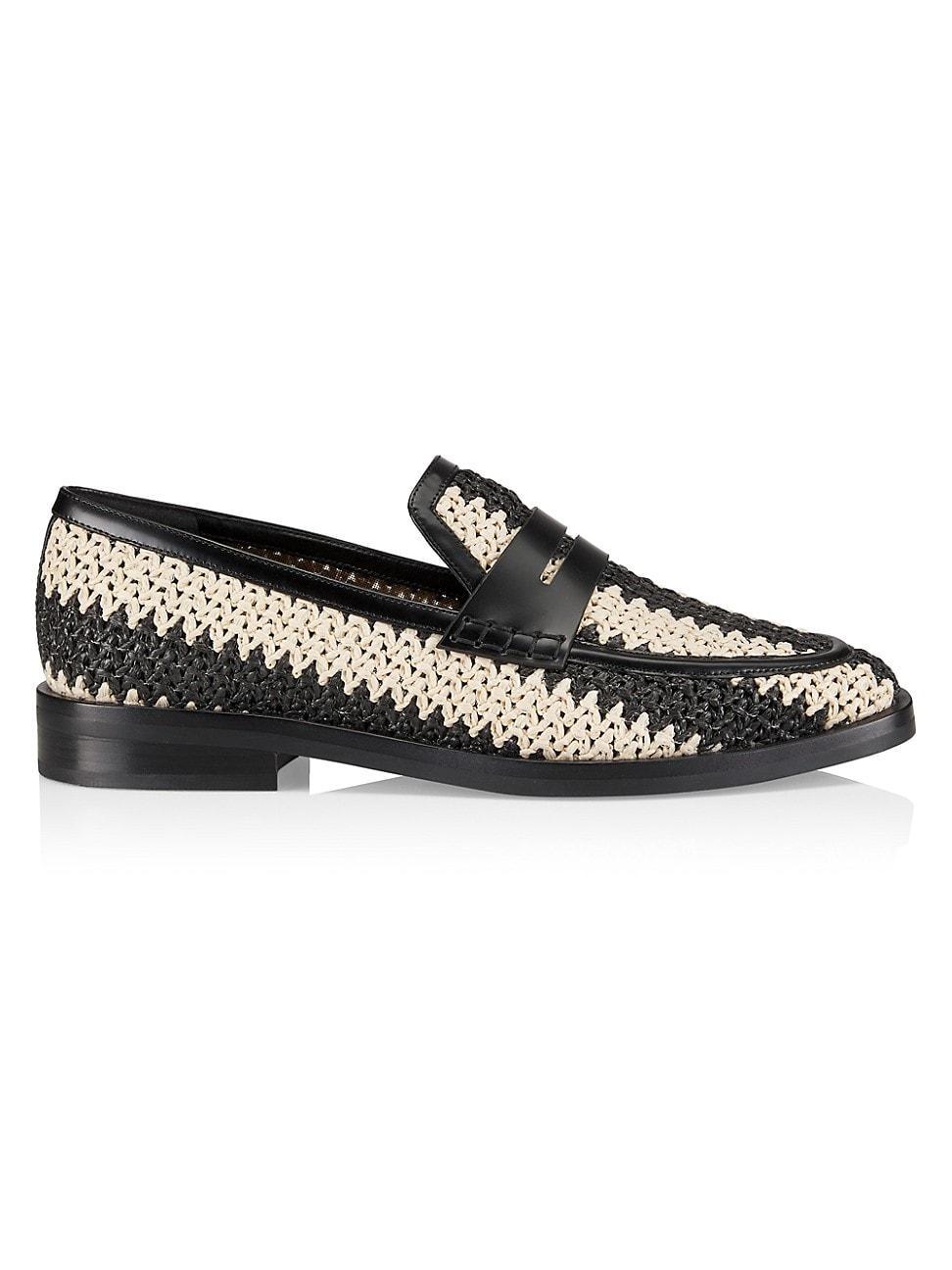 Womens Alexa Raffia & Leather Penny Loafers Product Image