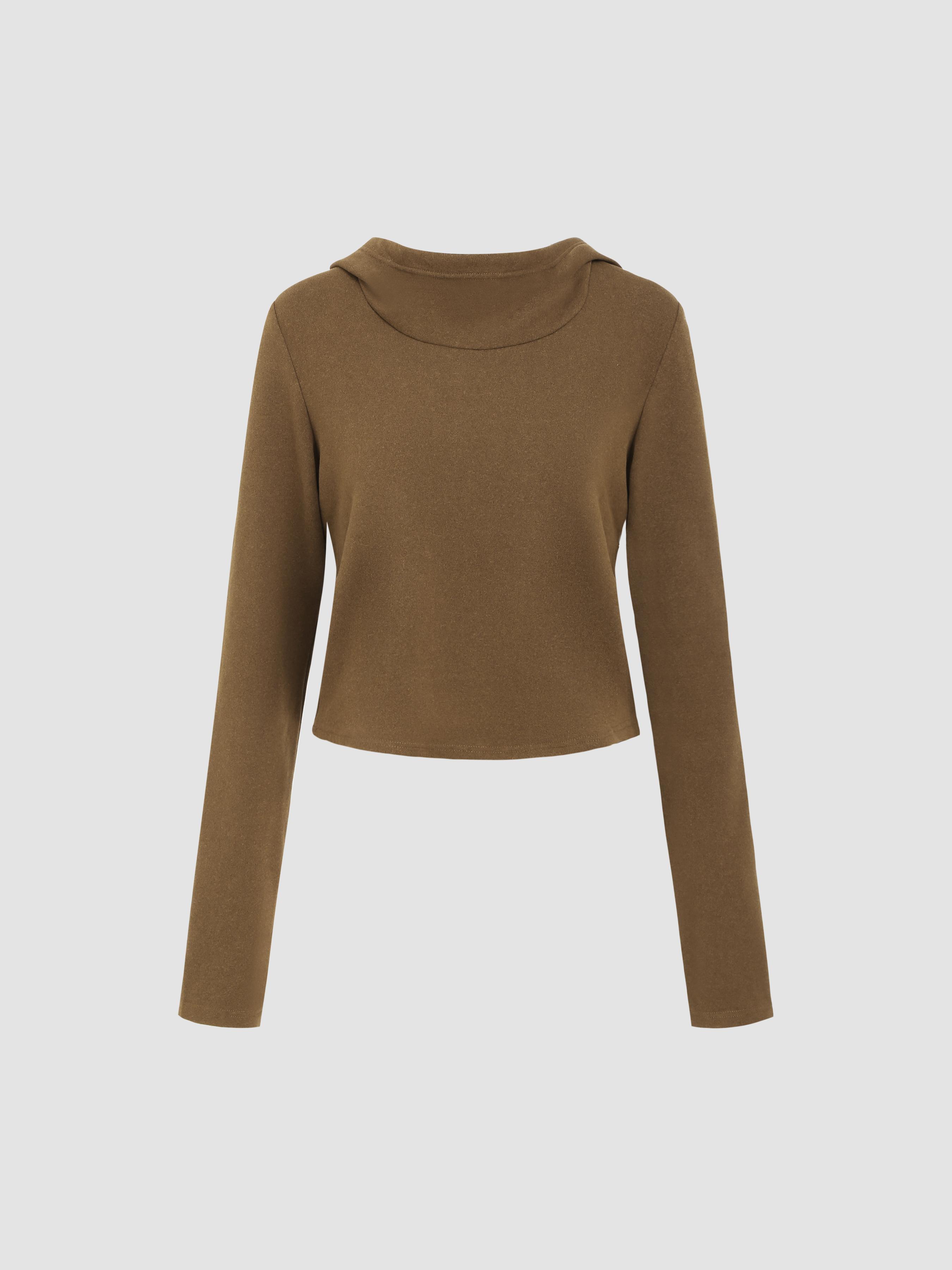 Knit Long Sleeve Crop Hoodie product image