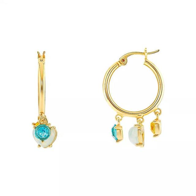 Emberly Gold Tone Polished Hoop Drop Earrings, Womens, Blue Product Image