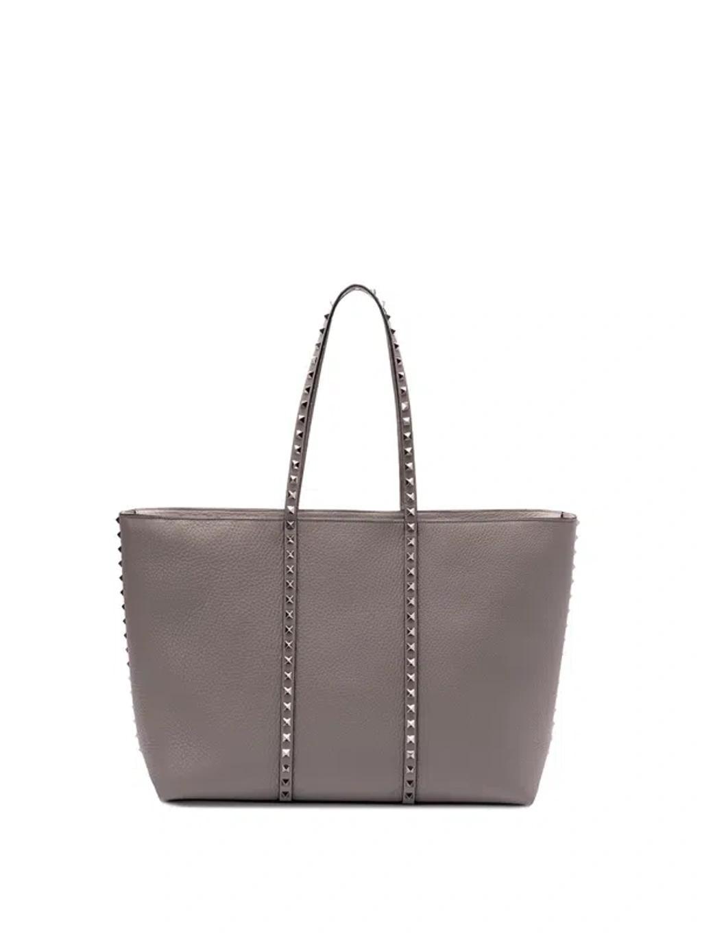 VALENTINO GARAVANI Rockstud Mini Tote Handbag In Gray Product Image