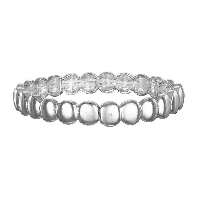 Emberly Silver Tone Round Dome Stretch Bracelet, Womens, None Product Image