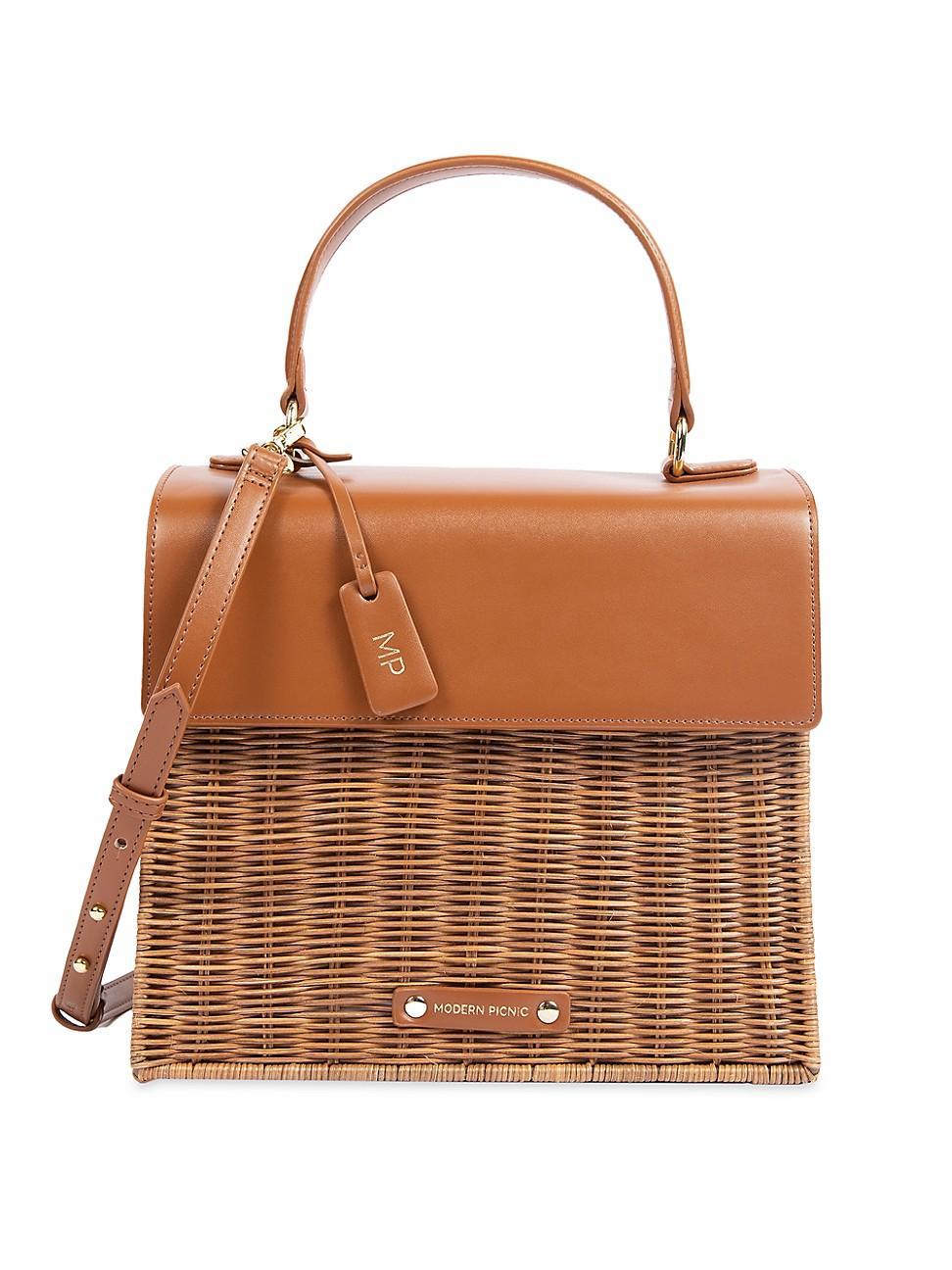 Womens The Luncher Wicker & Vegan Leather Bag Product Image