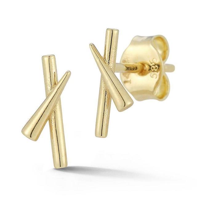 LUMINOR GOLD 14k Gold Drumstick Stud Earrings, Womens Product Image