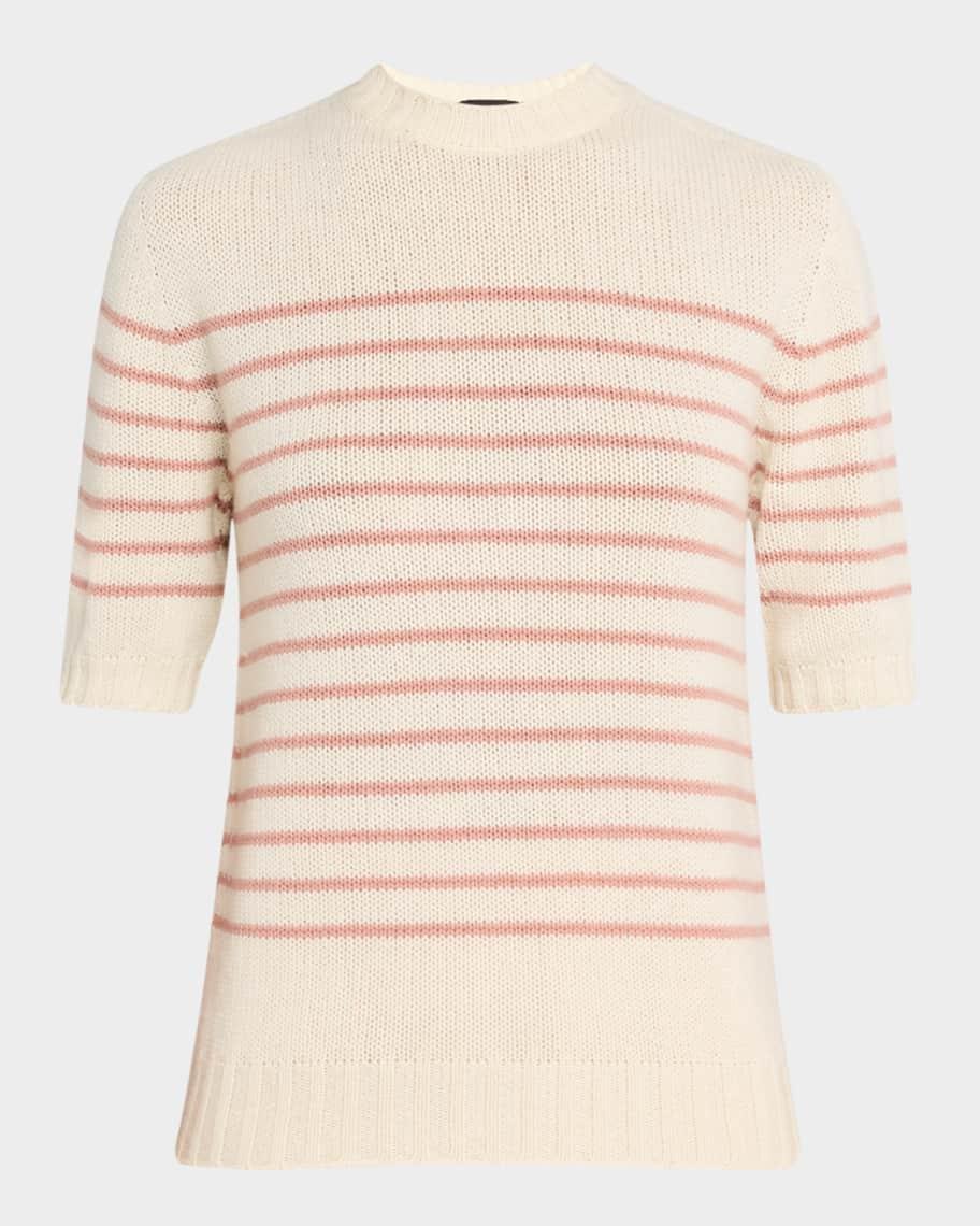 Striped Mock-Neck Cashmere Sweater Product Image