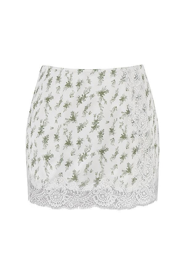 Noemie Garden Print Lace Trim Mini Skirt Product Image