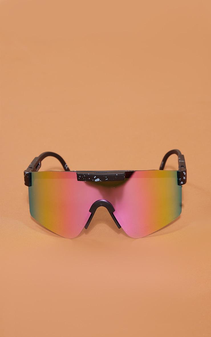 Black Mirrored Frameless Visor Sunglasses Product Image