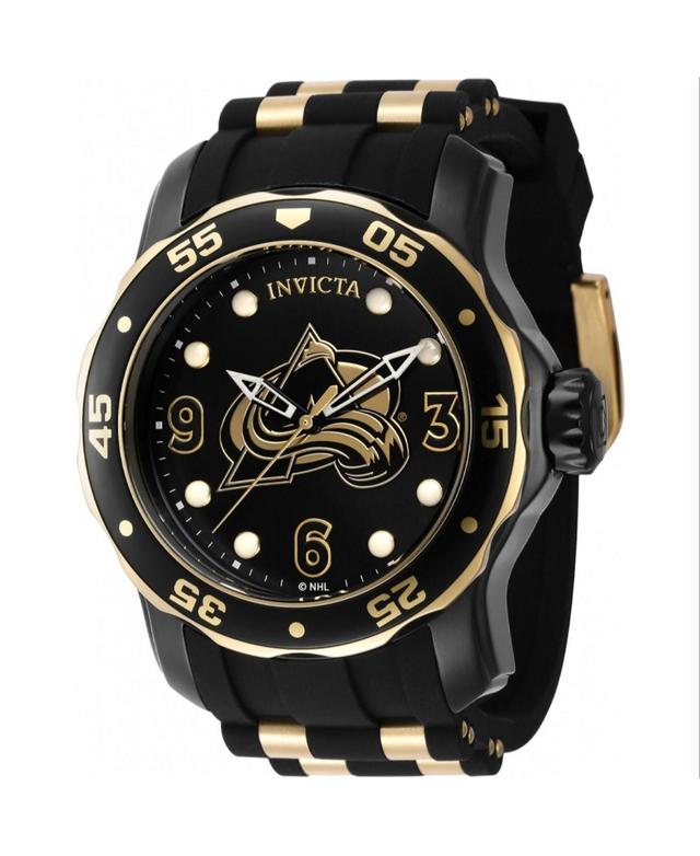 Invicta Mens 42323 Nhl Colorado Avalanche Quartz 3 Hand Black, White, Gold Dial Watch - Black Product Image