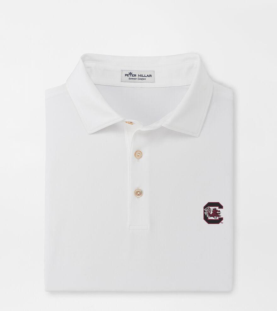 Peter Millar Mens South Carolina Solid Performance Jersey Polo | Color: White | Size: S Product Image