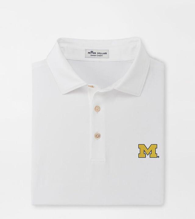 Peter Millar Mens Michigan Solid Performance Jersey Polo | Color: White | Size: S Product Image