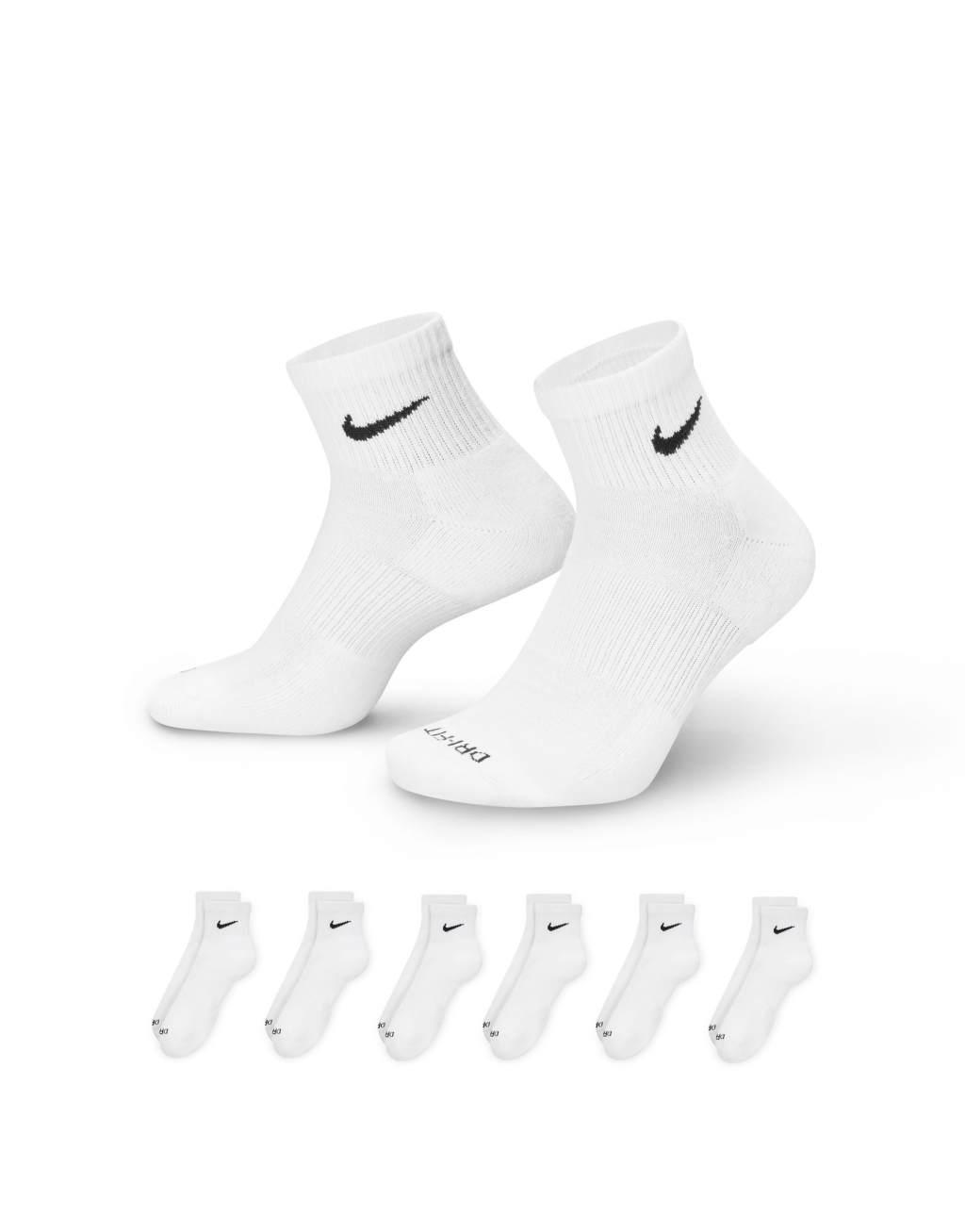 Nike Training Everyday Plus Cushioned 6-pack ankle socks in white Product Image