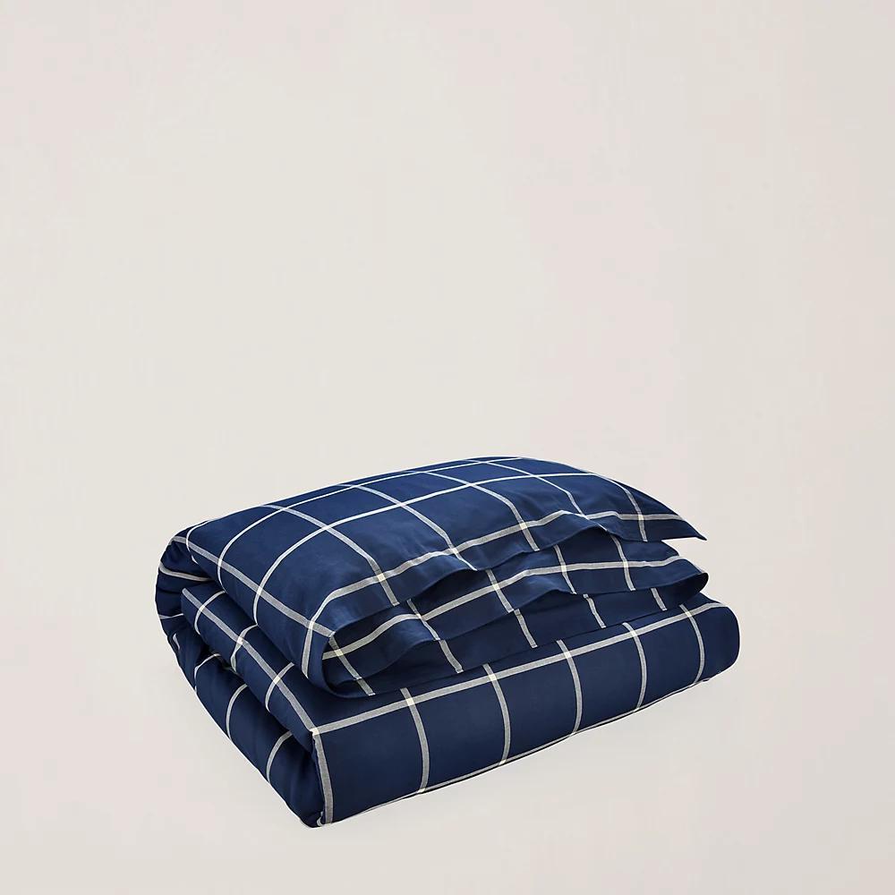 POLO RALPH LAUREN Equestrian Windowpane Duvet Cover In Navy/cream Product Image