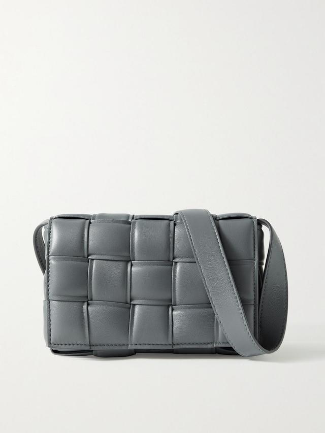 BOTTEGA VENETA Cassette Small Padded Intrecciato Leather Shoulder Bag In Gray Product Image