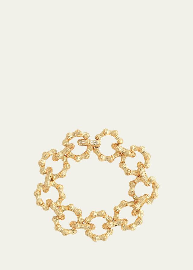 Womens Bamboo 18K-Gold-Plated & Cubic Zirconia Chain Bracelet Product Image