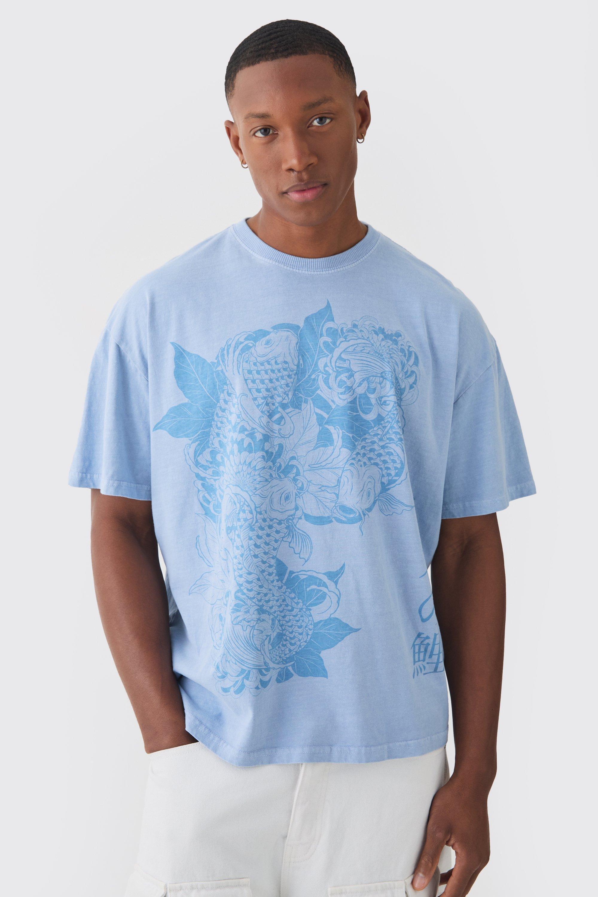 Boxy Print Washed T-shirt | boohooMAN USA Product Image