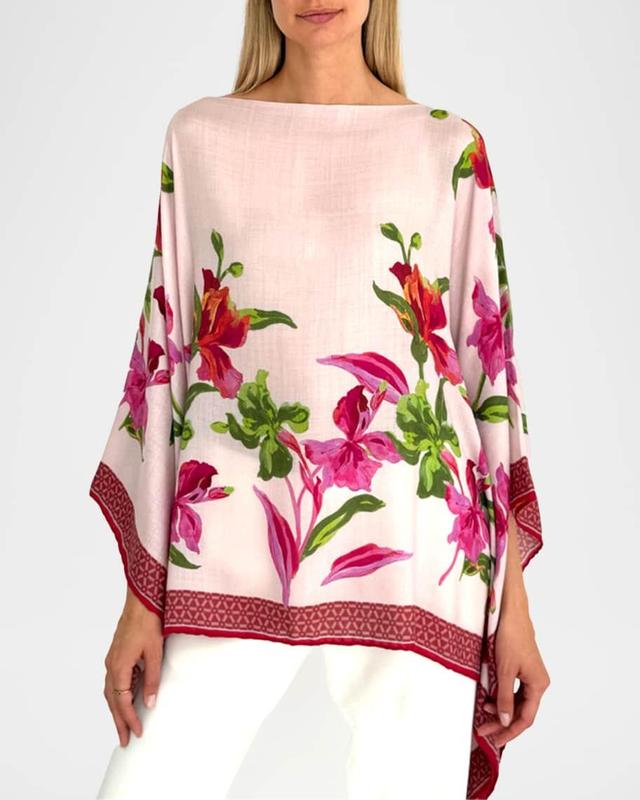 Iris Cashmere-Blend Printed Poncho Product Image