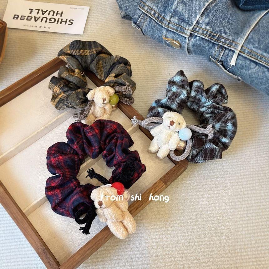 Bear Plaid Hair Scrunchie Product Image