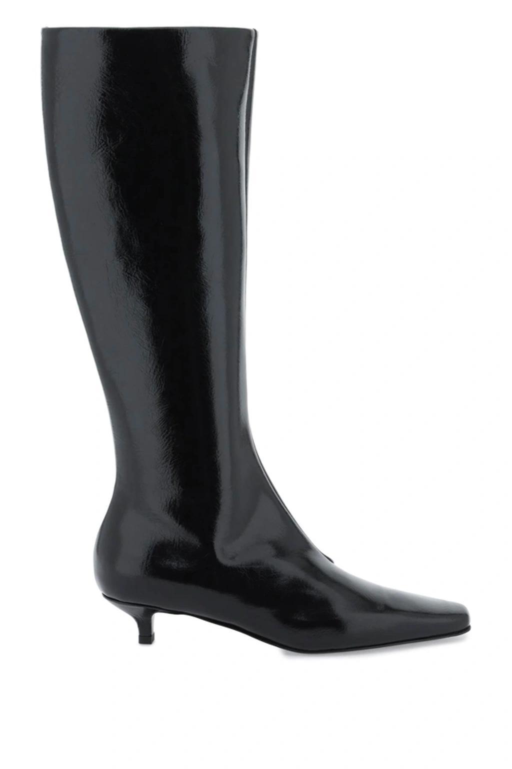 TOTÊME The Slim Embossed Leather Knee Boots In Black Product Image