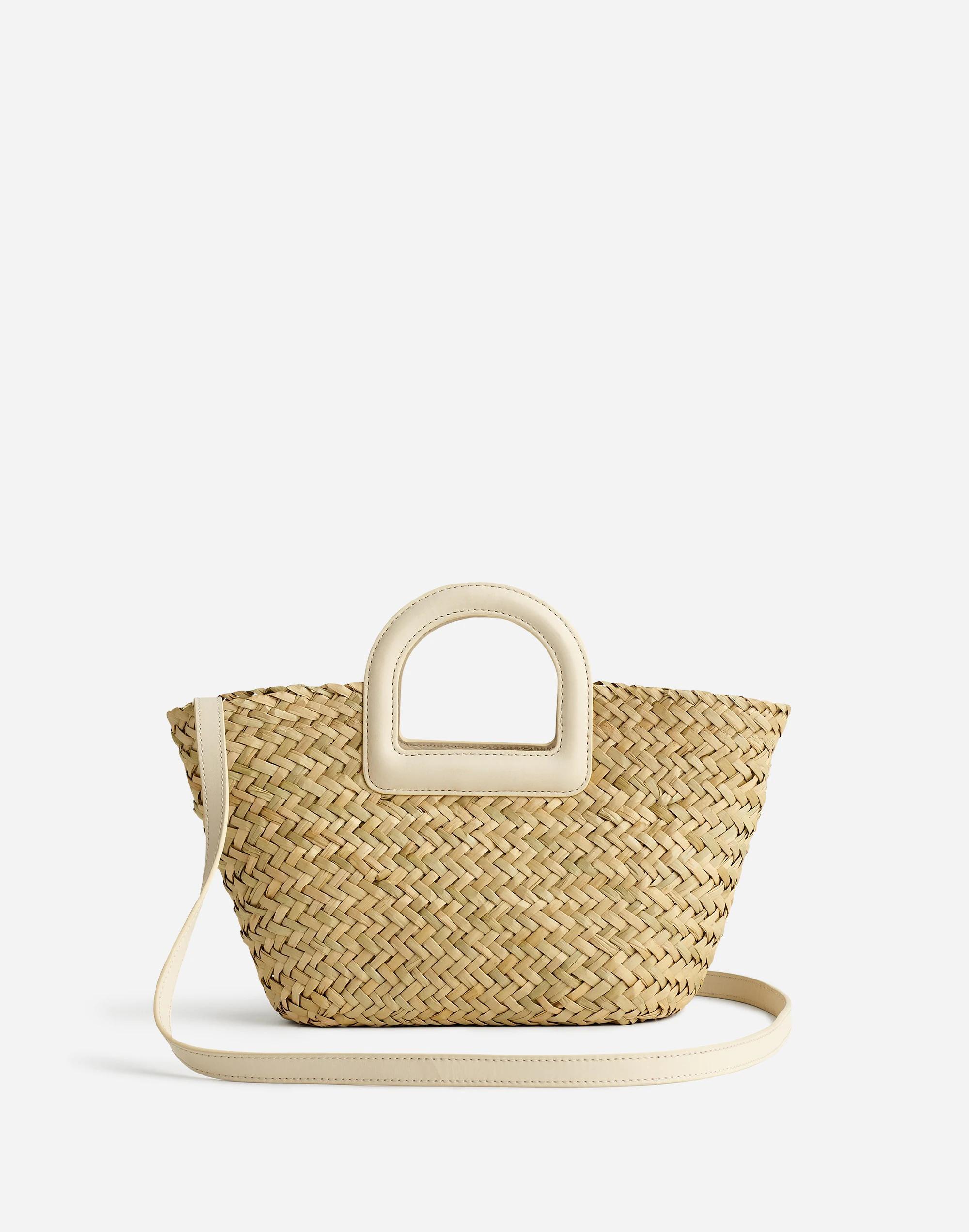 The Mini Bucket Crossbody Bag in Handwoven Straw Product Image