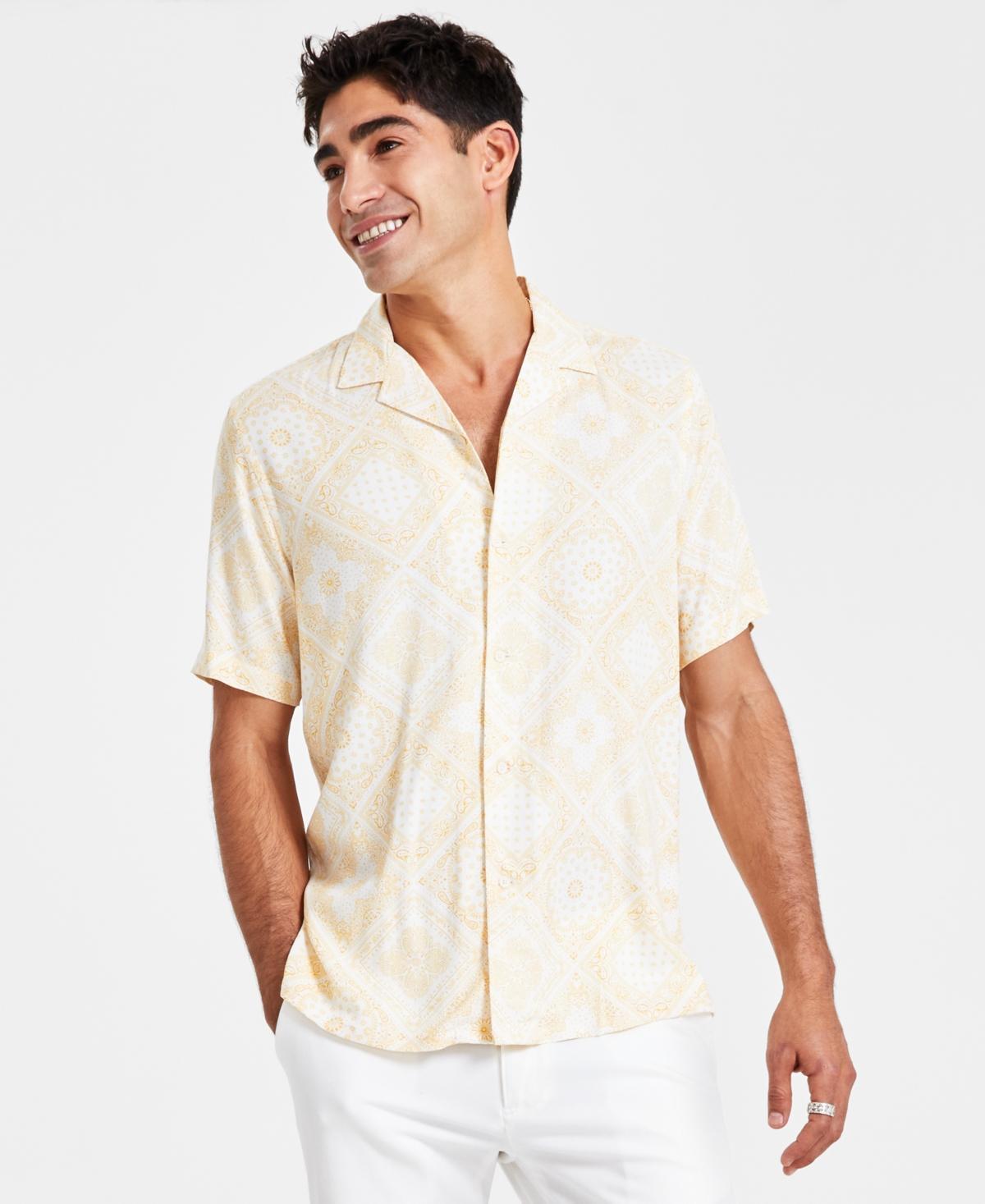 Club Room Mens Tropical Regular-Fit Bandana-Print Button-Down Camp Shirt, Created for Macys Product Image