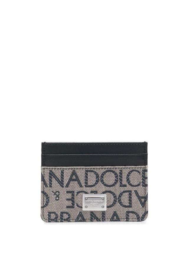 Jacquard Logo Card Holder In Brown Product Image