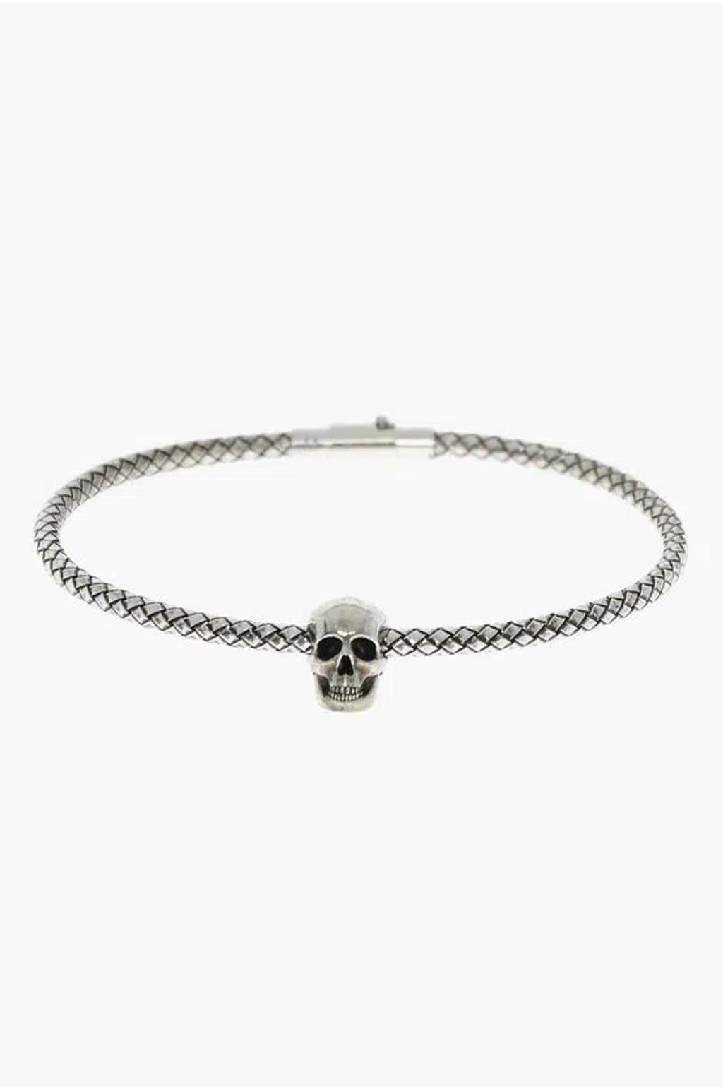 Metal Bracelet With Skull Charm In Metallic Product Image