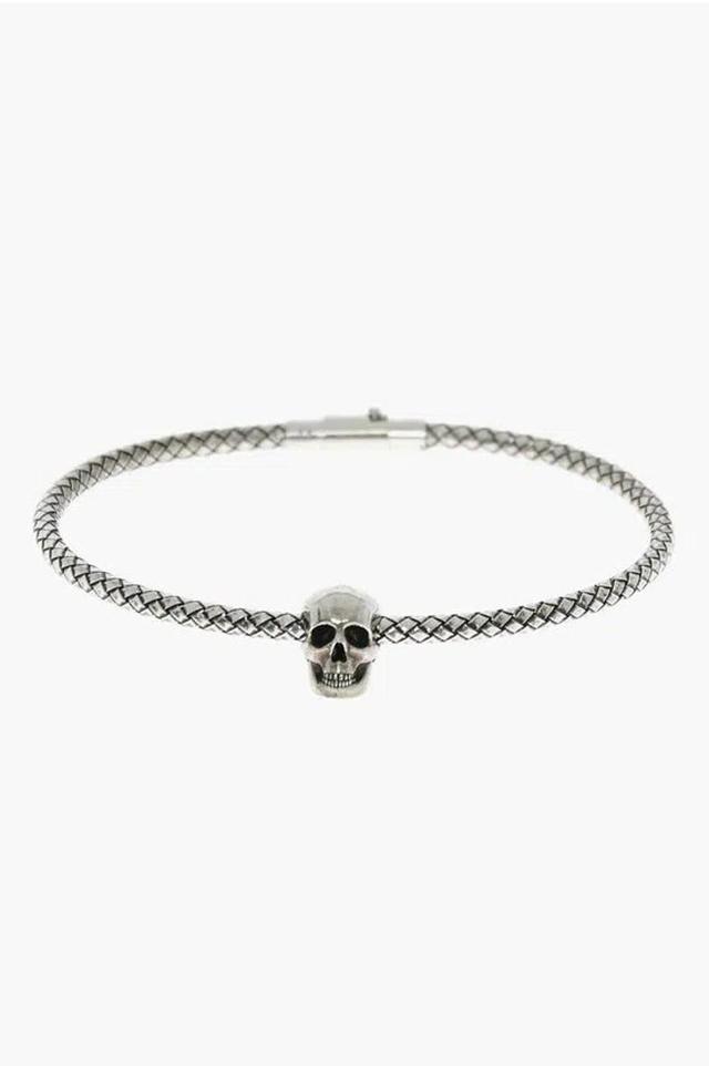 Metal Bracelet With Skull Charm In Metallic Product Image