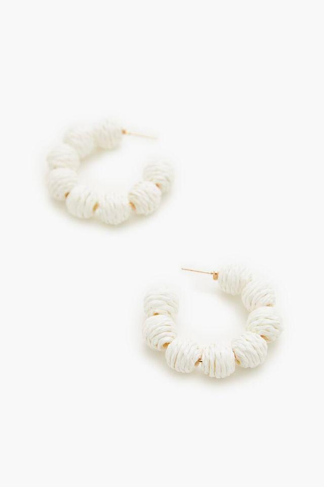 Beaded Straw Hoop Earrings | Forever 21 Product Image