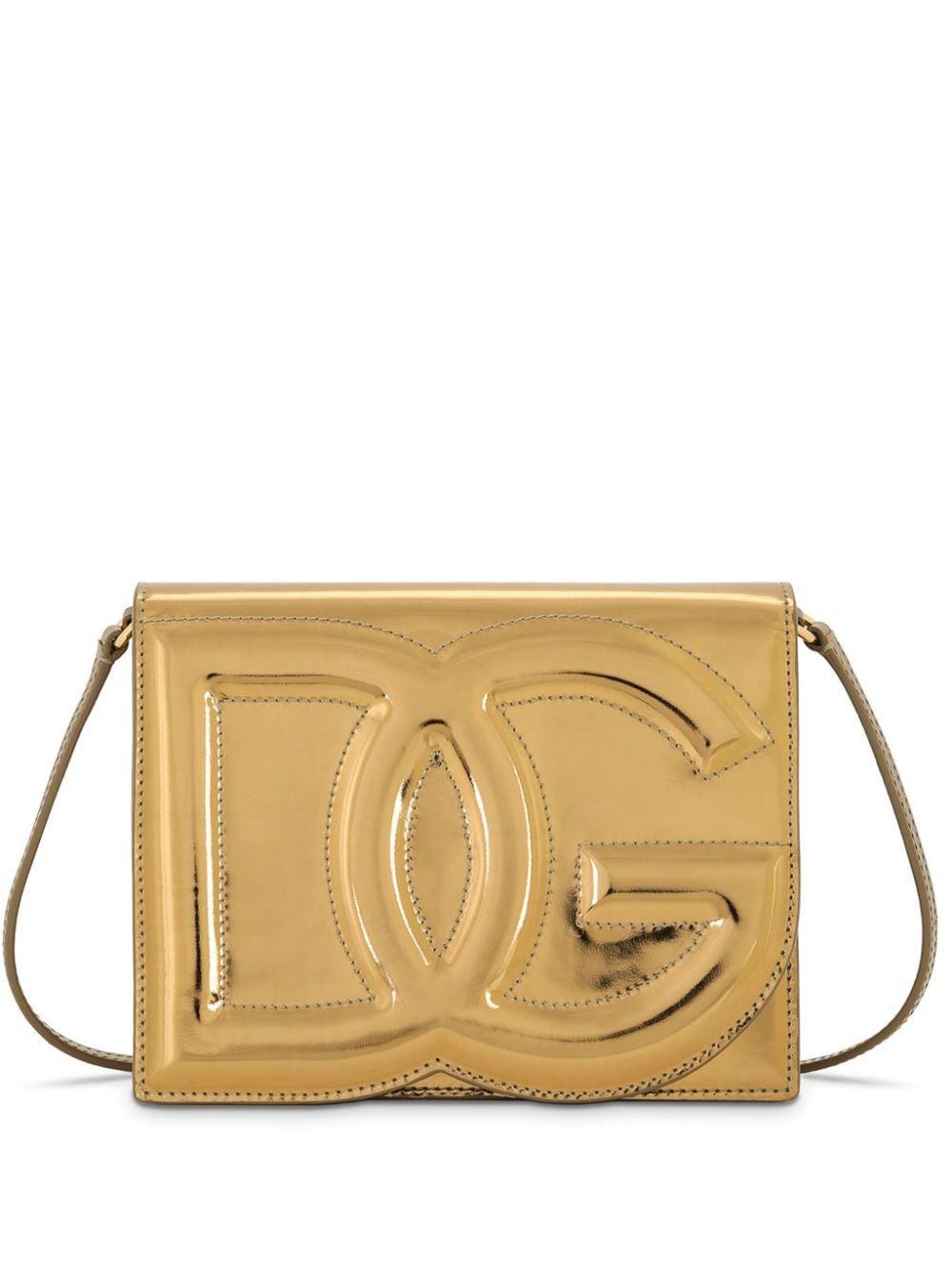 DOLCE & GABBANA Logo-embossed Metallic-effect Bag In Gold Product Image