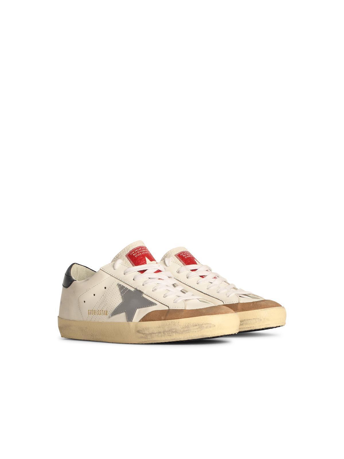 GOLDEN GOOSE Leather Sneakers With Distressed Finish And Star Patch In White Product Image