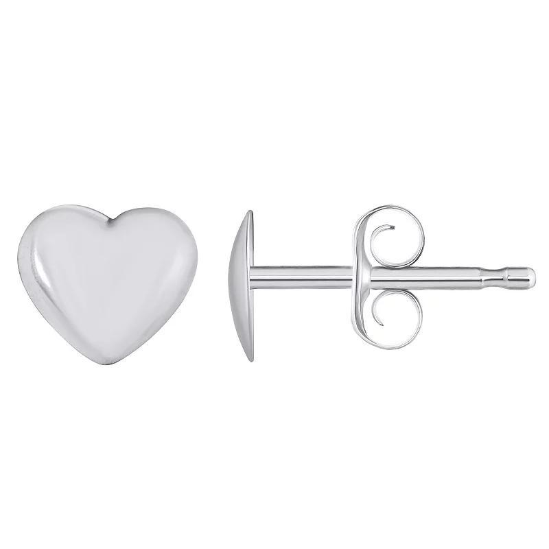 14k Heart Stud Earrings, Womens, 14k White Gold Product Image