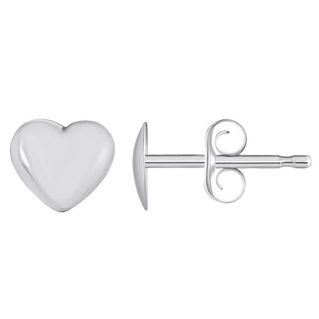 14k Heart Stud Earrings, Womens, 14k White Gold Product Image