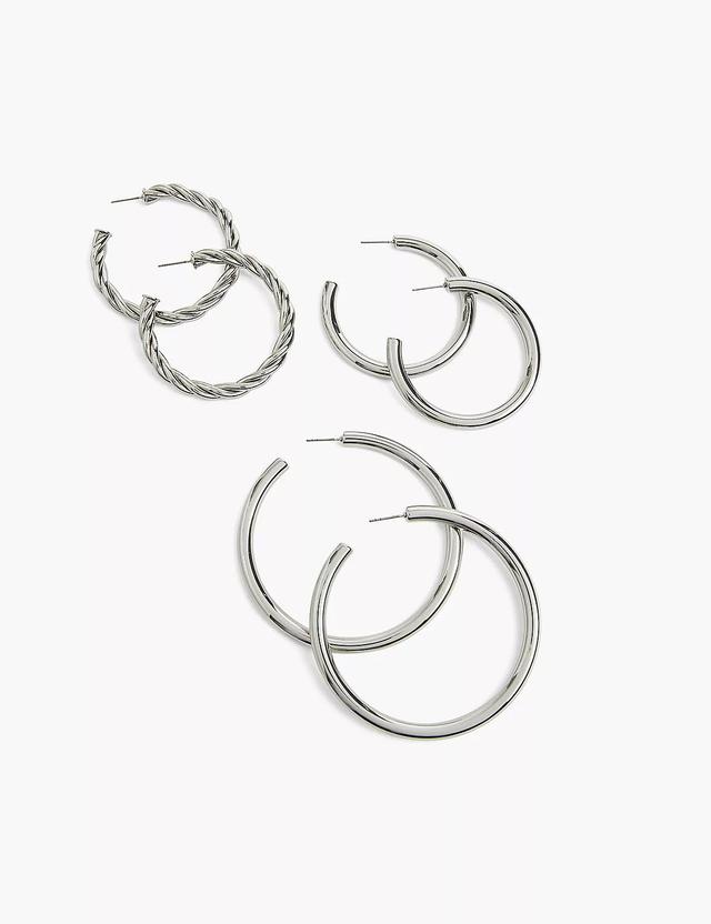 Lane Bryant Hoop Earrings 3-Pack ONESZ Silver Product Image