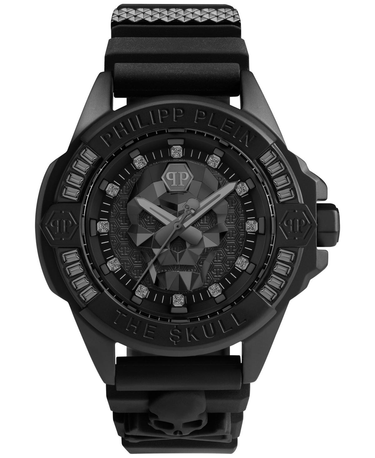 Philipp Plein Mens The $kull Black Silicone Strap Watch 41mm Product Image